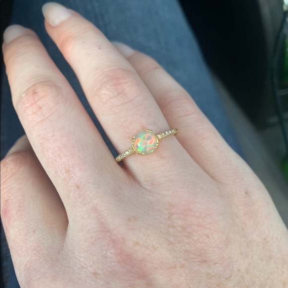 Dainty Bohemian Opal Halo Ring - Picture 6 of 7